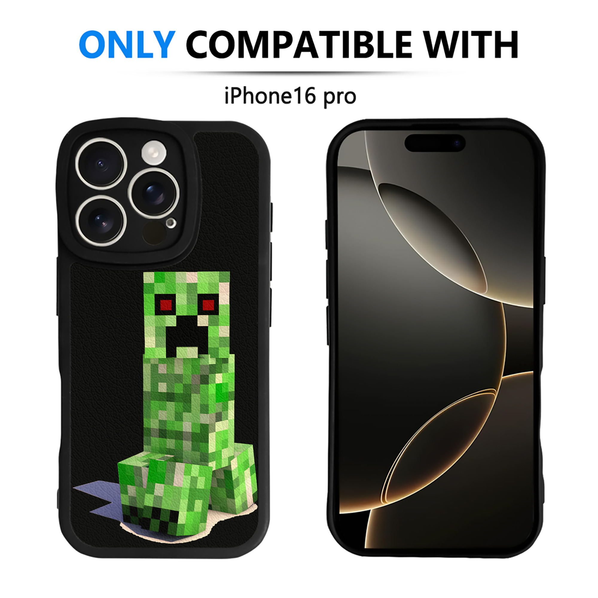 （画像用） マインクラフト ブロックの世界 Minecraft MC Block world 【iPhone 16シリーズ対応】シリコンスマホケース（レザー調） 材質：シリコン